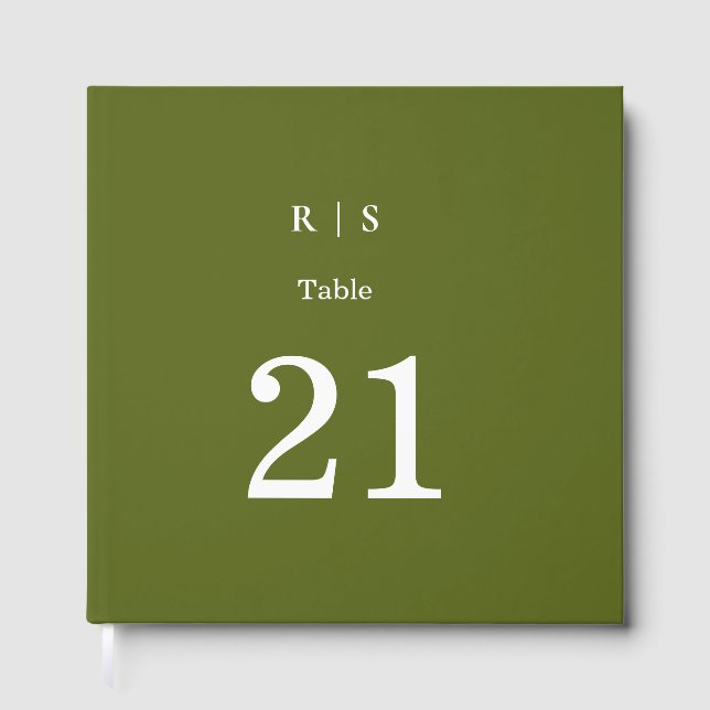 Sage Green Monogram Wedding Guest Book (Front)