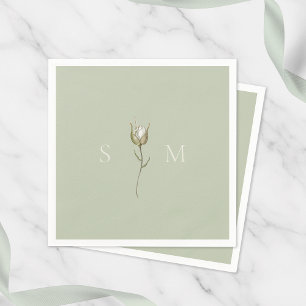 Sage Green Monogram Wedding Napkin