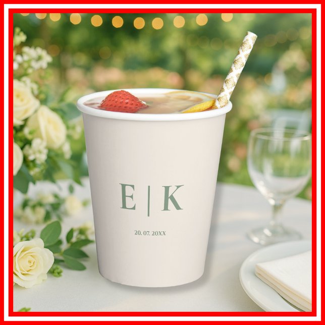 Sage Green Monogram | Wedding Paper Cups (Creator Uploaded)