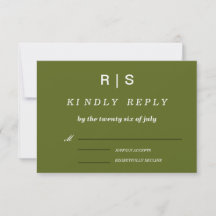 Sage Green Monogram Wedding RSVP Card