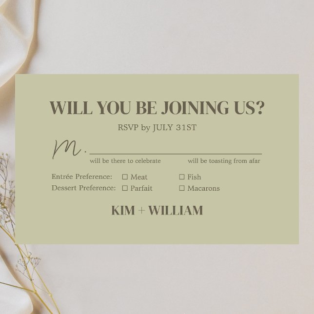 Sage Green Monogram Wedding RSVP Enclosure Card (Sage Green Monogram Wedding RSVP Card)