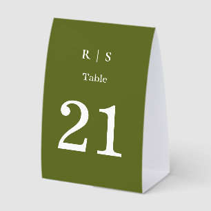 Sage Green Monogram Wedding Table Number Card