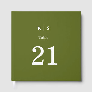 Sage Green Monogram Wedding Table Number Card Guest Book