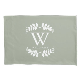 Sage Green Monogrammed Pillowcase