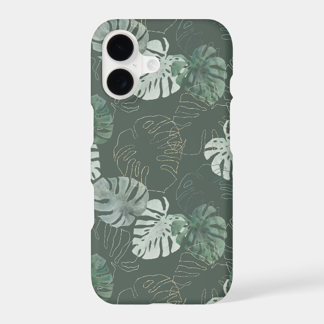 Sage Green Monstera: Elegant Gold Line Art (Back)