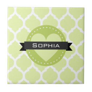 Sage Green Moroccan Lattice Pattern Tile