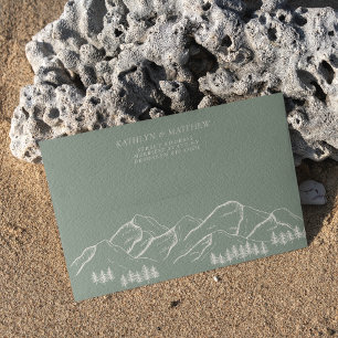 Sage Green Mountain Pine Tree Outdoor Wedding Envelope