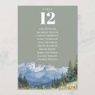 Sage Green Mountain Table Number Seating Chart