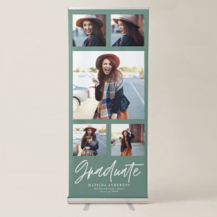 Sage green multi photo typography graduation  retractable banner