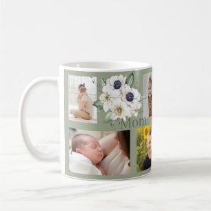 Sage Green Mum Photo Collage Coffee Mug