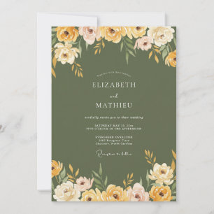 Sage Green Muted Autumnal Wedding Invitation