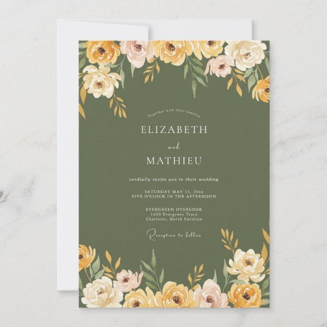 Sage Green Muted Autumnal Wedding Invitation (Front)