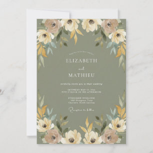 Sage Green Muted Meadow Wedding Invitation