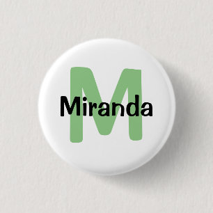 Sage green, Name and initial bachelorette 3 Cm Round Badge