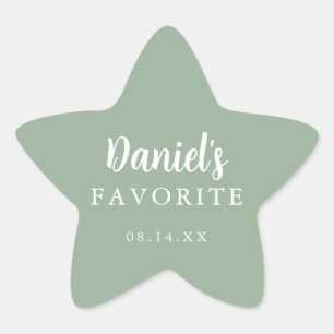  Sage Green Name Favourite Wedding Treat Box Star Sticker