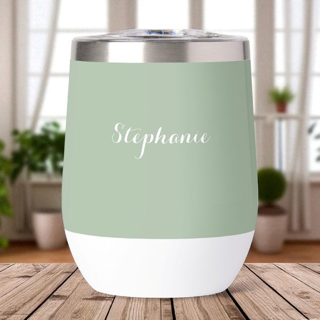Sage Green Name Modern Elegant Monogram Boho (Creator Uploaded)