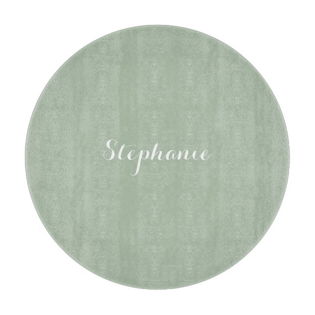 Sage Green Name Modern Elegant Monogram Boho Cutting Board (Front)