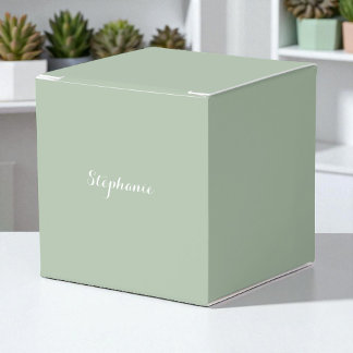 Sage Green Name Modern Elegant Monogram Boho Favour Box