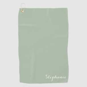 Sage Green Name Modern Elegant Monogram Boho Golf Towel