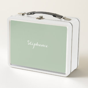 Sage Green Name Modern Elegant Monogram Boho Metal Lunch Box
