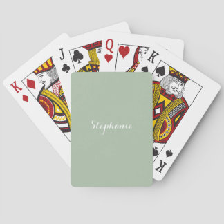 Sage Green Name Modern Elegant Monogram Boho Playing Cards
