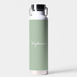 Sage Green Name Modern Elegant Monogram Boho Water Bottle