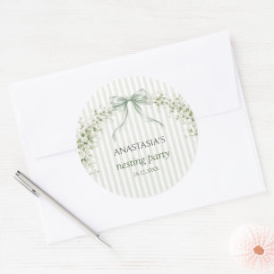 Sage Green Nesting Party Baby Shower Classic Round Sticker