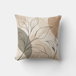 Sage Green Neutral Abstract Botanical Design Cushion