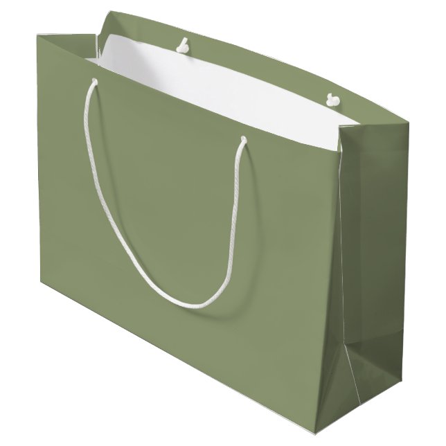 Sage Green Neutral Elegant Solid Plain Colour Large Gift Bag (Back Angled)