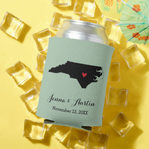 Sage Green North Carolina Wedding Favour Can Coole Cooler