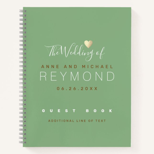 Sage Green Notebook Wedding Guestbook (Front)