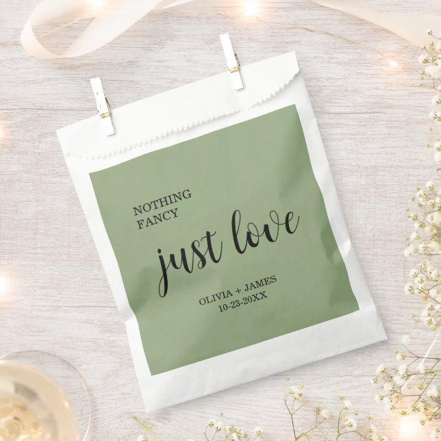 Sage Green Nothing Fancy Just Love Wedding   Favour Bags (Clipped)