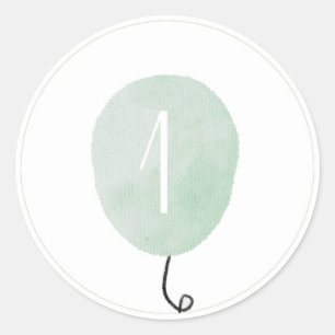 Sage Green Number One Balloon Sticker