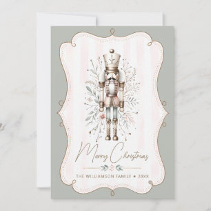 Sage Green Nutcracker Card Christmas Gold Frame