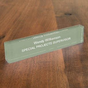 Sage Green Office Desk Nameplate