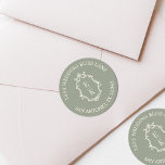 Sage Green Old Money Crest Return Address Wedding Classic Round Sticker<br><div class="desc">Old Money Sage Green Monogram Wedding Return Address Round Sticker | Vintage Crest Custom Address Label | Elegant Garden Wedding Envelope Seal Add a refined finishing touch to your wedding stationery with these elegant Old Money sage green monogram return address round stickers, designed for couples who love timeless, heritage-inspired style....</div>