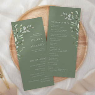 Sage Green Olive Botanical Elegant Wedding Program Programme