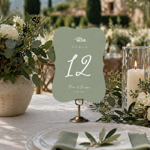 Sage Green Olive Branch Die Cut Table Number