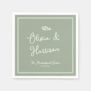 Sage Green Olive Branch Garden Wedding Napkins