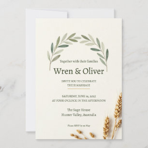 Sage Green Olive Branch Minimalist Wedding Invitat Invitation