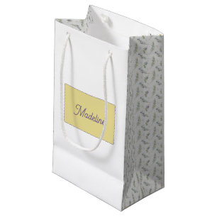 Sage Green Olive Branch Monogram Name Small Gift Bag