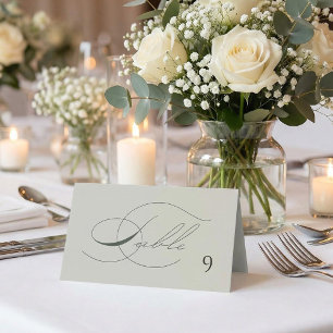 Sage Green Olive Branch Monogram Wedding Table Place Card