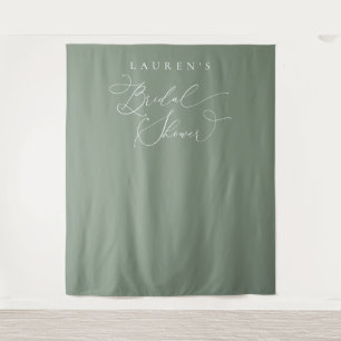 Sage Green Olive Bridal Shower Photo Backdrop Tapestry