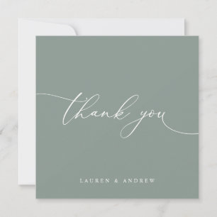 Sage Green Olive Green Modern Minimalist Thank You Card