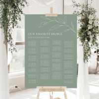 Sage Green Olive Leaf Wedding Alphabetical Seating