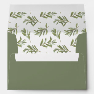 Sage Green Olive Leaves Wedding Envelope