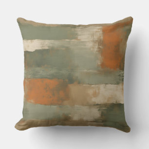 Sage Green Olive Orange Beige Abstract Cushion