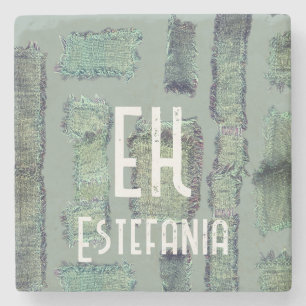 sage green olive pastel abstract monogram modern stone coaster
