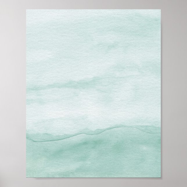 Sage Green Ombre Watercolor Abstract Art Poster (Front)