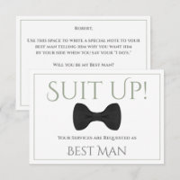 Sage Green on White Be My Best Man Fun Bow Tie